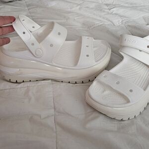 CROCS White Platform Sandals